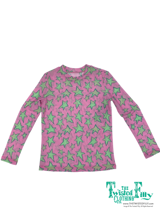 Pink Mint Star - Toddler Mesh LS Top (4pcs)