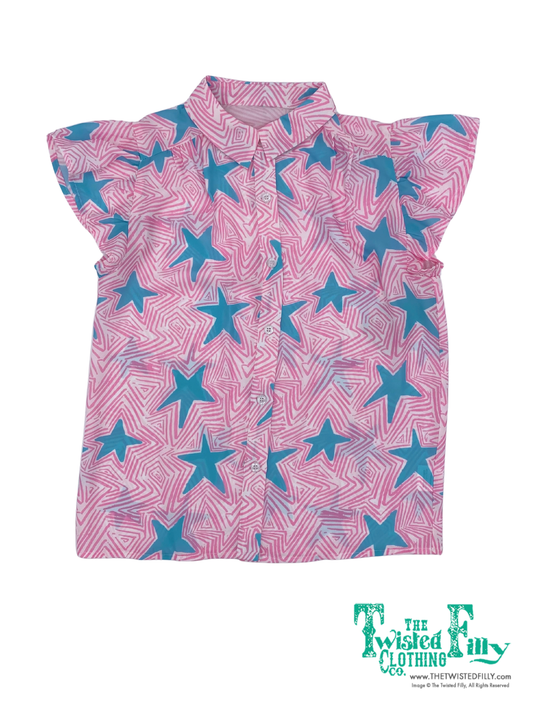 Turquoise Pink Star - Toddler SS Blouse (4pcs)