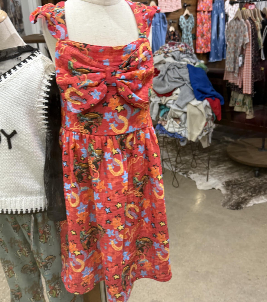 Red Yee Haw Front Bow Dress - Youth (6 Pcs)