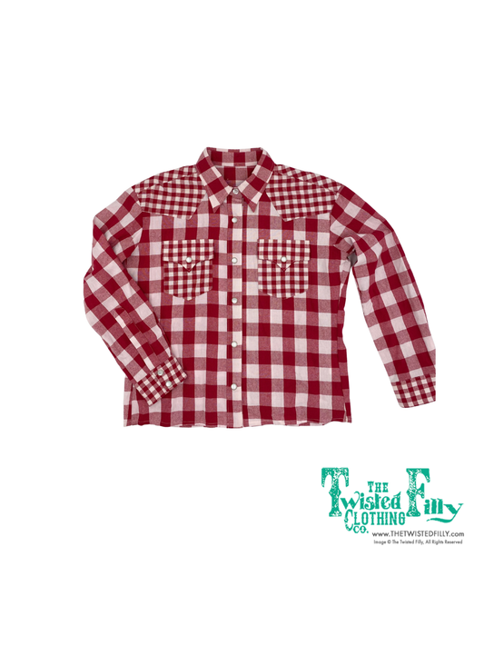 Red Mixed Gingham - Toddler LS Pearl Snap (4pcs)