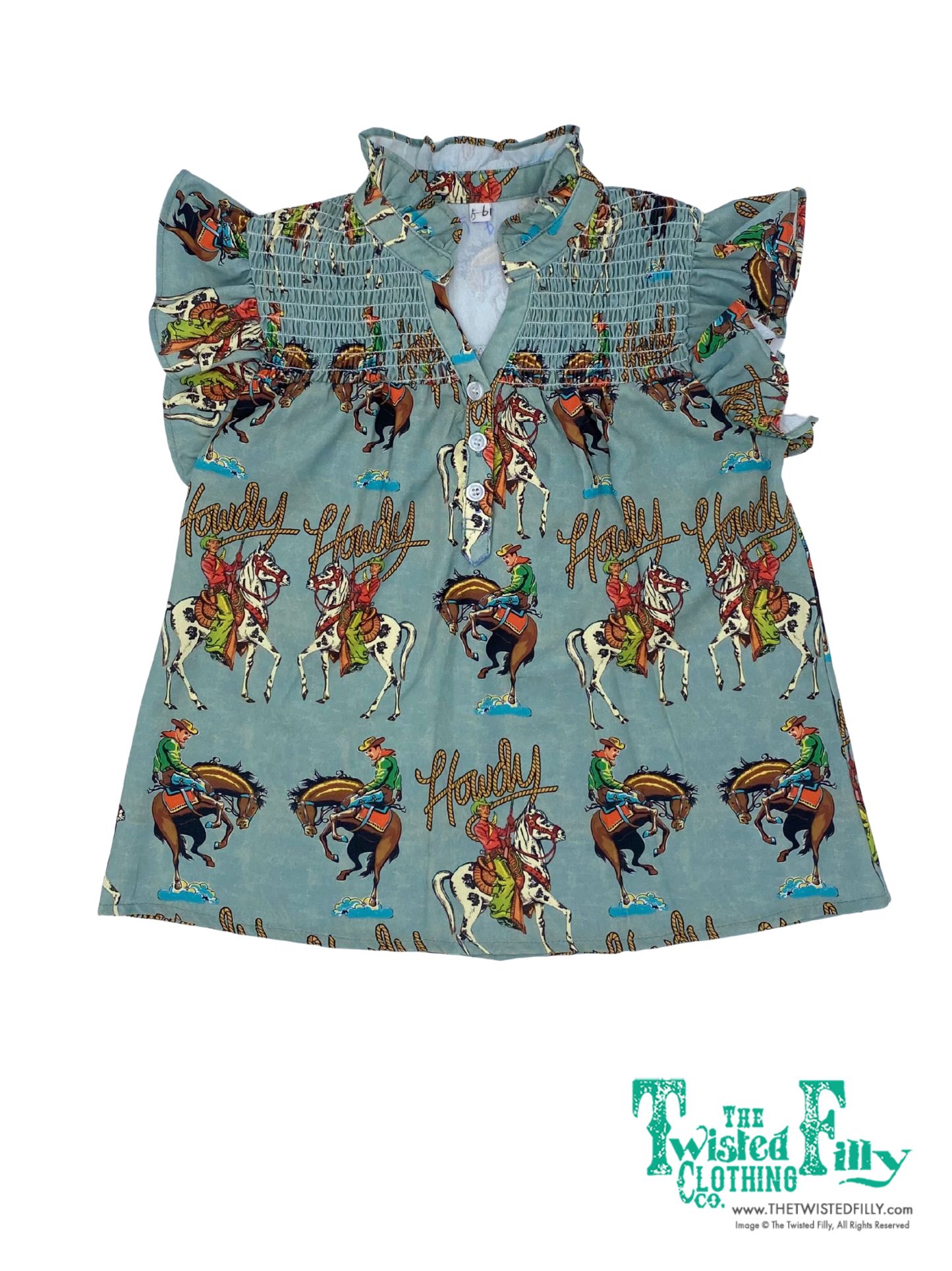 Teal Howdy - Toddler Ruffle Sleeve Top (4pcs)