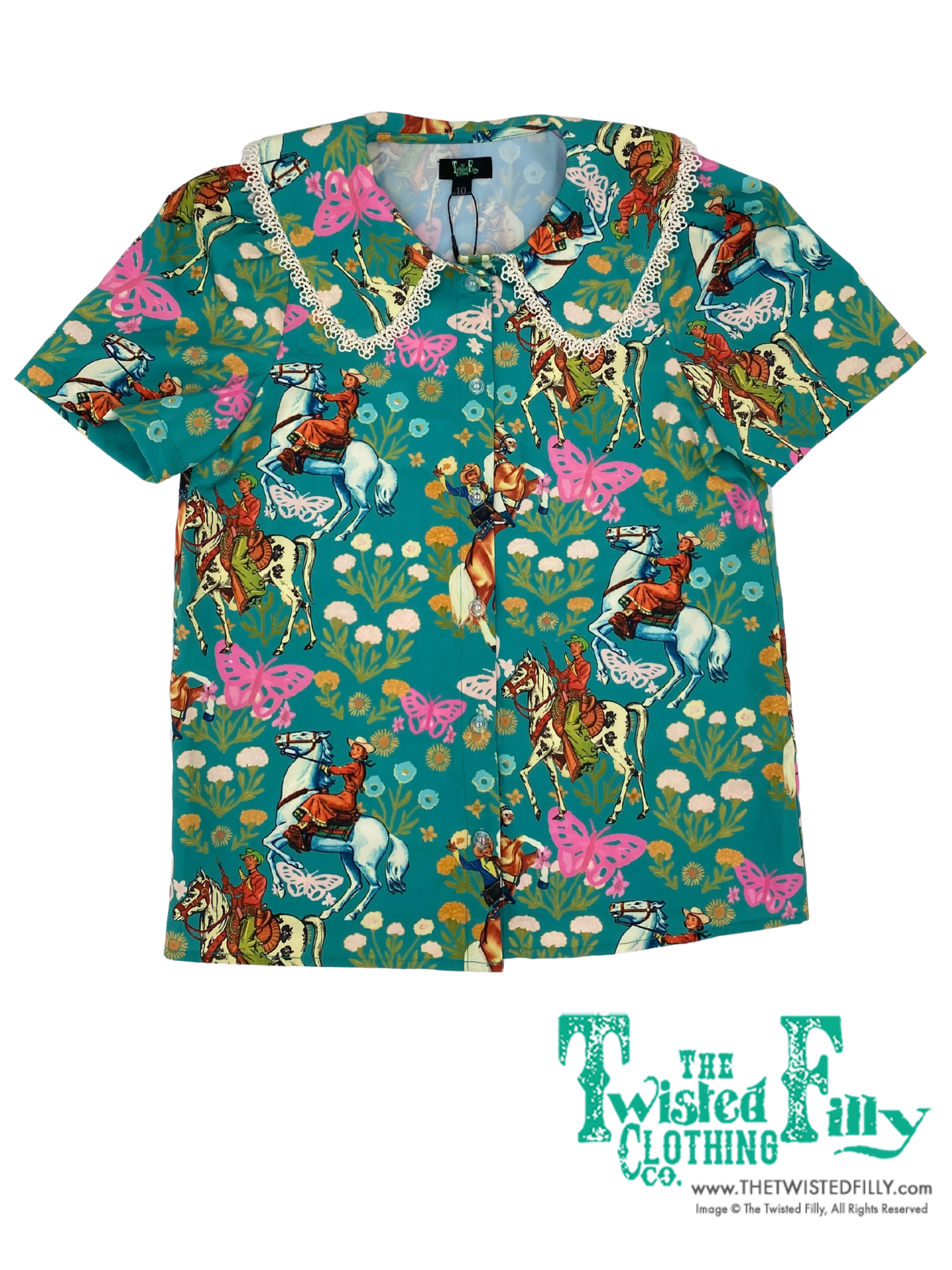 Turquoise Cowboy - Youth Lace Collar Blouse (6pcs)