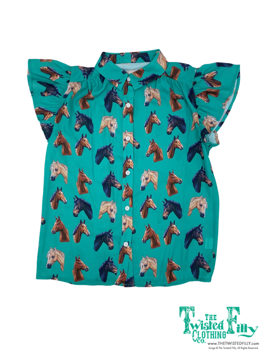 Turquoise Horse - Toddler SS Blouse (4pcs)