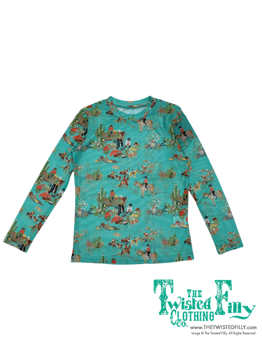 Youth LS Mesh Top - Turquoise Wagon (6pcs)